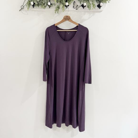 Garnet Hill Purple Scoop Neck Modi Maxi 3/4 Sleeve Dress XL S4274 - Picture 1 of 4